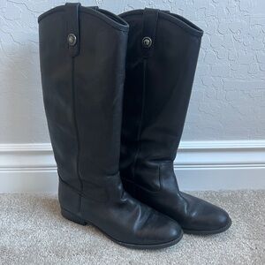 Classic Tall Black Leather Riding Boots
